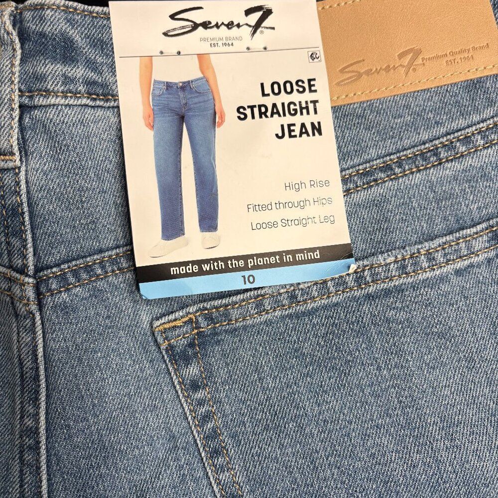Seven7 High Rise Loose Straight Leg Jeans Size 10 NWT | Sustainable Denim - Picture 2 of 10